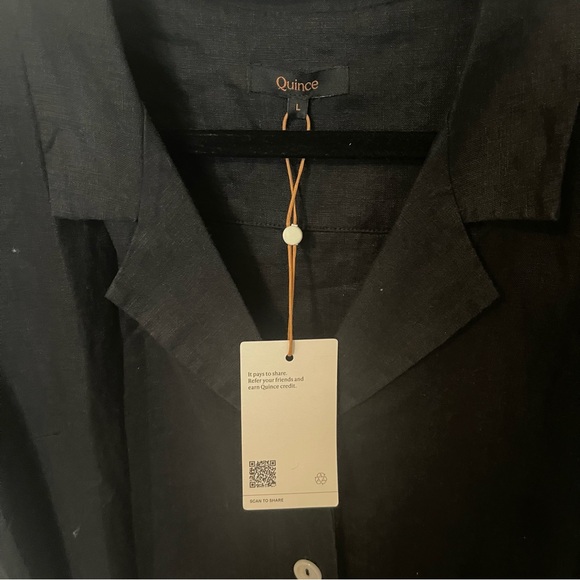 100% European Linen Black button front Midi Dress NWT - Picture 4 of 4